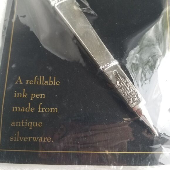 Vintage Alda's Silverware Pens Silver Plated Refillable Ink Writing Pen Gift New - Picture 3 of 5